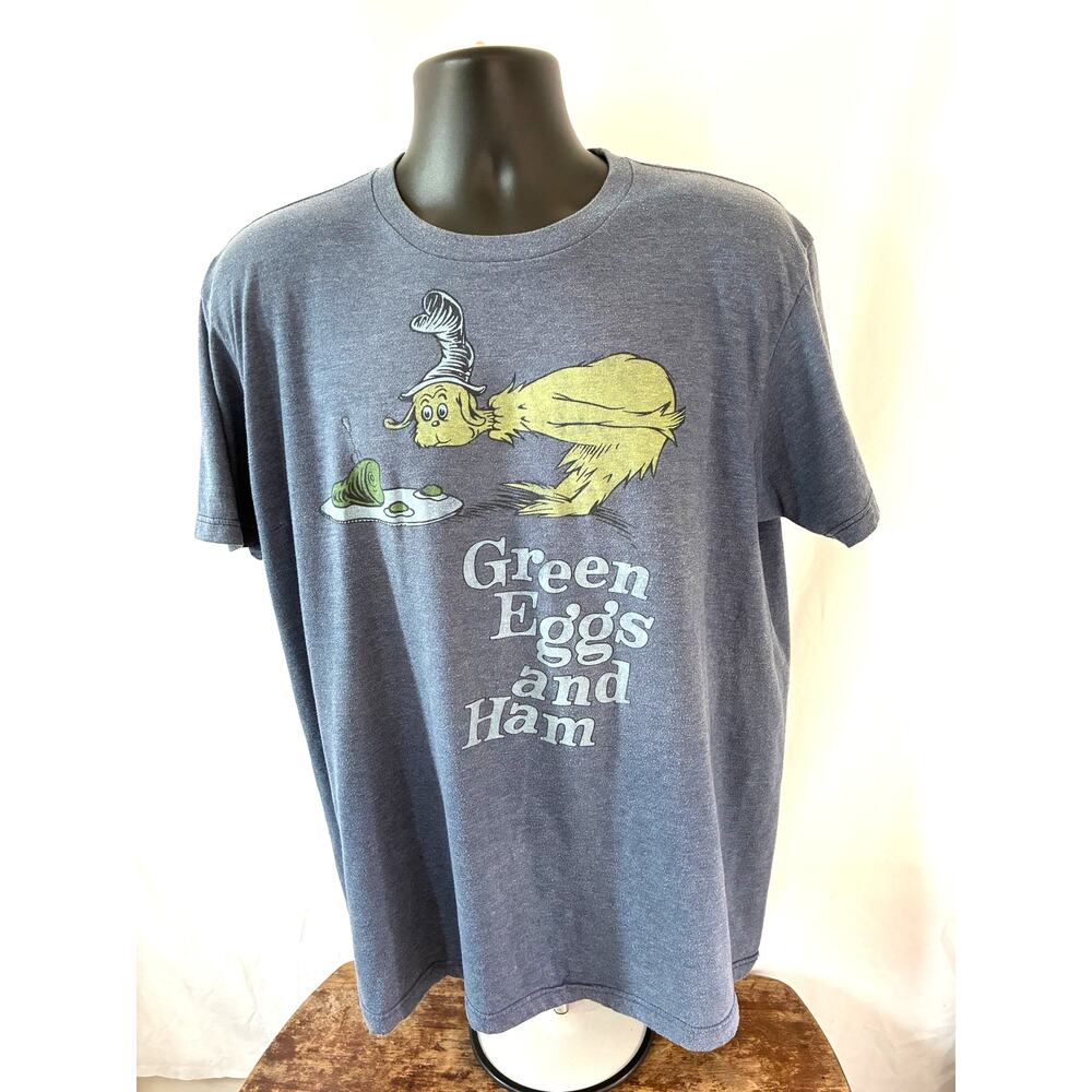 Dr. Seuss Green Eggs and Ham T Shirt XL Blue Graphic Tee